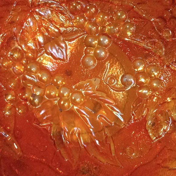 Indiana Carnival Glass Iridescent Grapevine Candy Dish - Picture 6 of 6